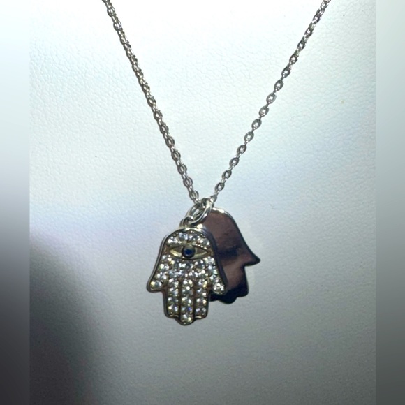 Stella Picciotto Sterling Silver Hamsa Hand Evil Eye Pendant Necklace - Picture 1 of 14